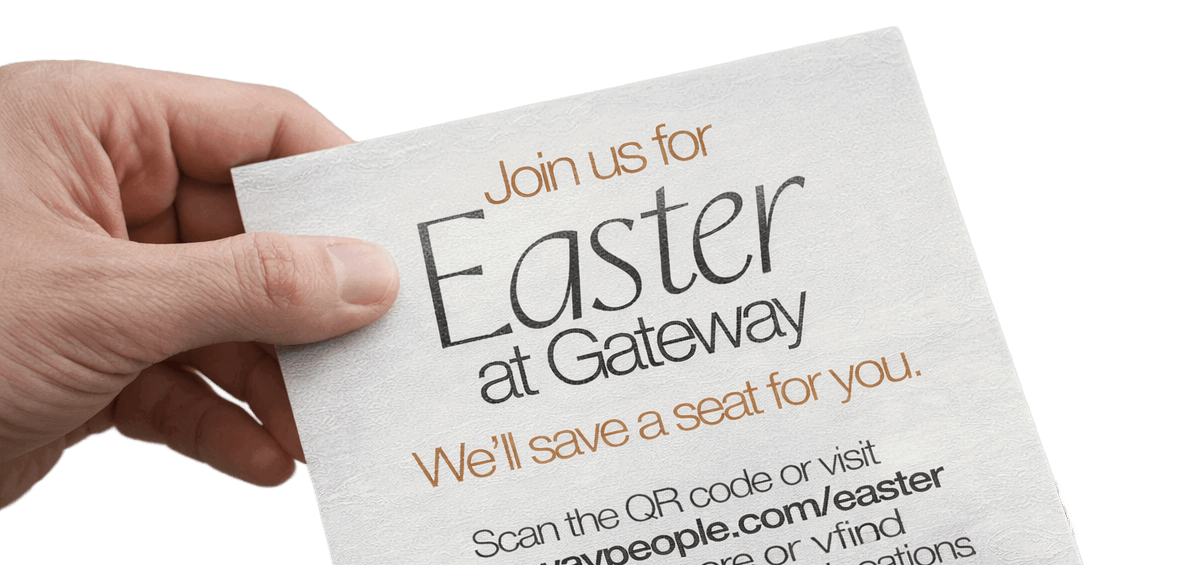 Hand with Easter invitation